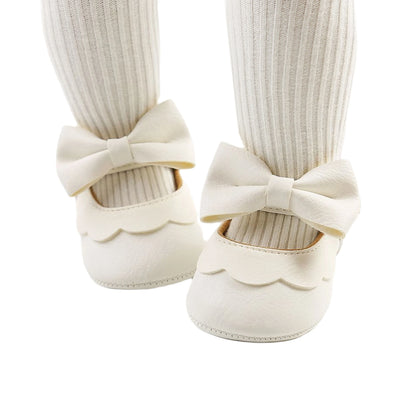 Baby Girls Bow Knot Soft Sole Princess Shoes | First Walker Flat Shoes 0-18 Months
