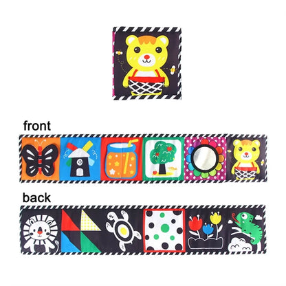 High Contrast Sensory Cloth Book for Babies | Black & White Montessori Newborn Toy