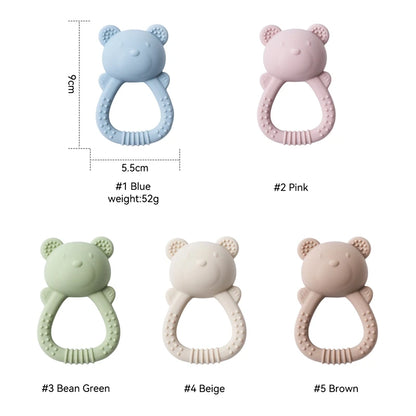 Silicone Bear Teether Rattle | Food-Grade Sensory Hand Bell for Babies 0–12 Months