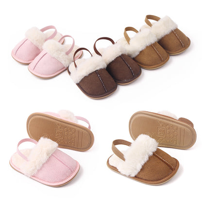 Baby & Toddler Fluffy Plush Slides | Soft Non-Slip House Slippers 0-18 Months