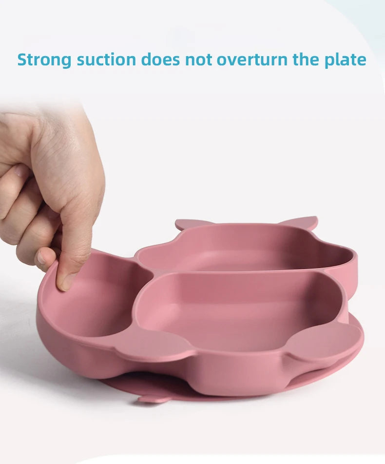 3-Piece Baby Silicone Feeding Kit | Bib, Divided Plate & Spoon Set | BPA-Free