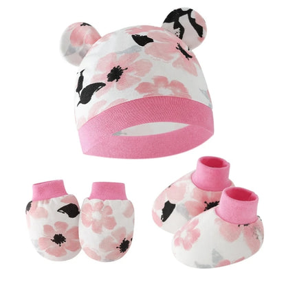 Baby Hat, Anti-Scratch Gloves & Socks Set | Newborn Essentials 0-6 Months