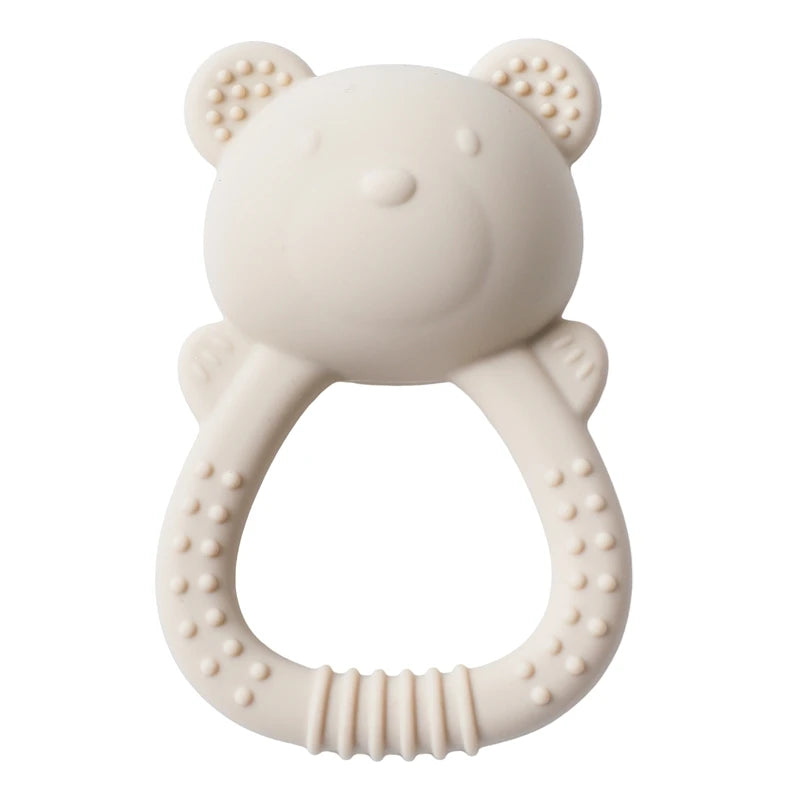 Silicone Bear Teether Rattle | Food-Grade Sensory Hand Bell for Babies 0–12 Months