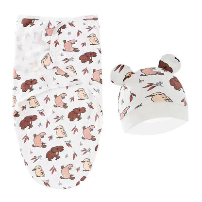 Baby Blanket & Hat Set | Soft Cotton Newborn Swaddle Wrap