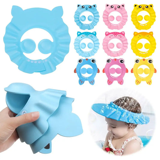 Baby Bath Shower Cap & Hair Shield | Waterproof Ear & Eye Protection | 3 Styles | Yellow, Pink & Blue