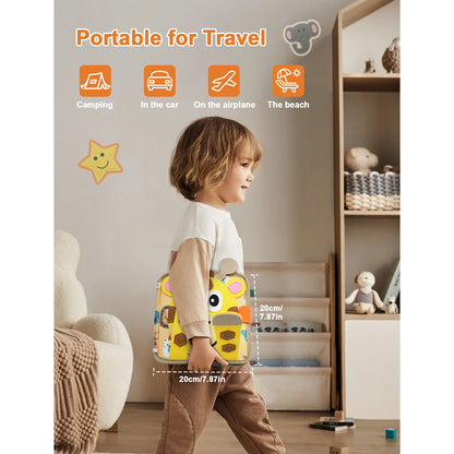 Montessori Giraffe Busy Book | Sensory Learning Quiet Book for Toddlers Ages 3-6
