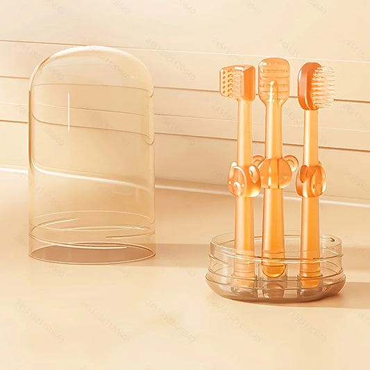 Baby & Toddler Toothbrush Set | 360° Silicone Soft Toothbrush & Tongue Cleaner | 4 Colours