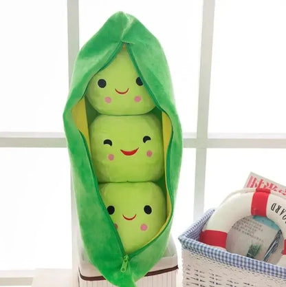 Kawaii Pea Pod Plush Toy | Soft 25cm Stuffed Plant Pillow for Kids