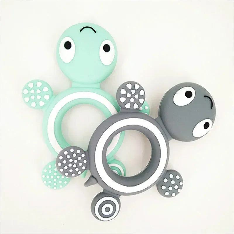 Silicone Turtle Baby Teether | Food-Grade Soft Tortoise Teething Toy | 8 Colours