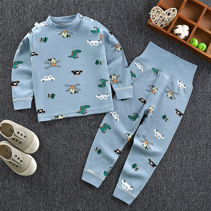 Kids Cotton Pyjama Long Johns Set | High Waist Underwear 9M-6 Years