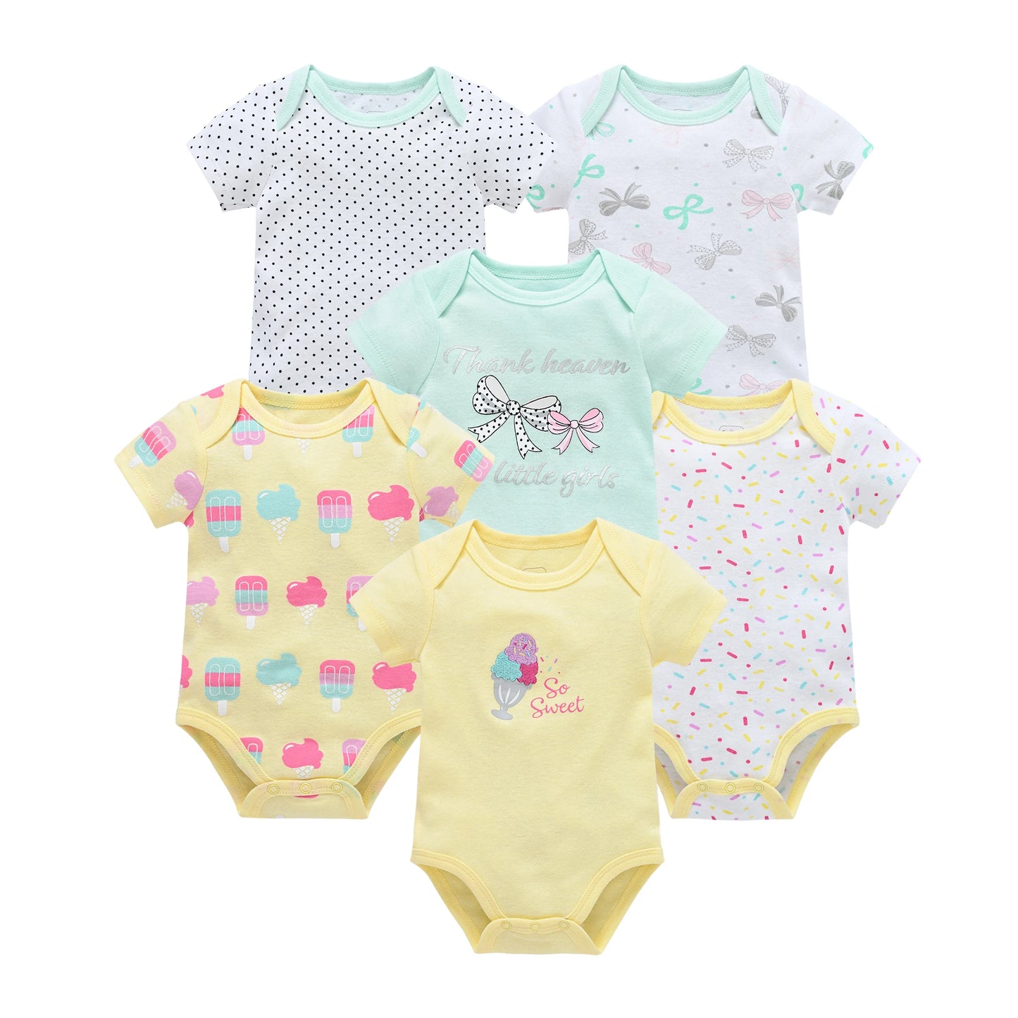 Baby Cotton Bodysuit 3-Pack | Short Sleeve Unisex Romper 0-12 Months