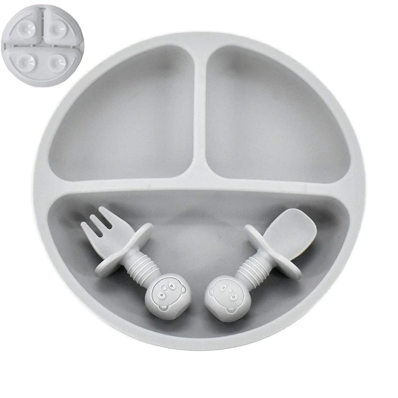 Baby Silicone Cartoon Dining Set | Plate, Cutlery & 4-Piece Options | BPA-Free