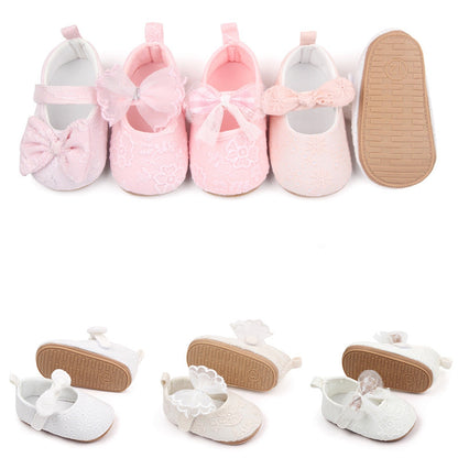 Baby Girls Bow Flower Soft Sole Princess Shoes | Non-Slip First Walker 0-18 Months