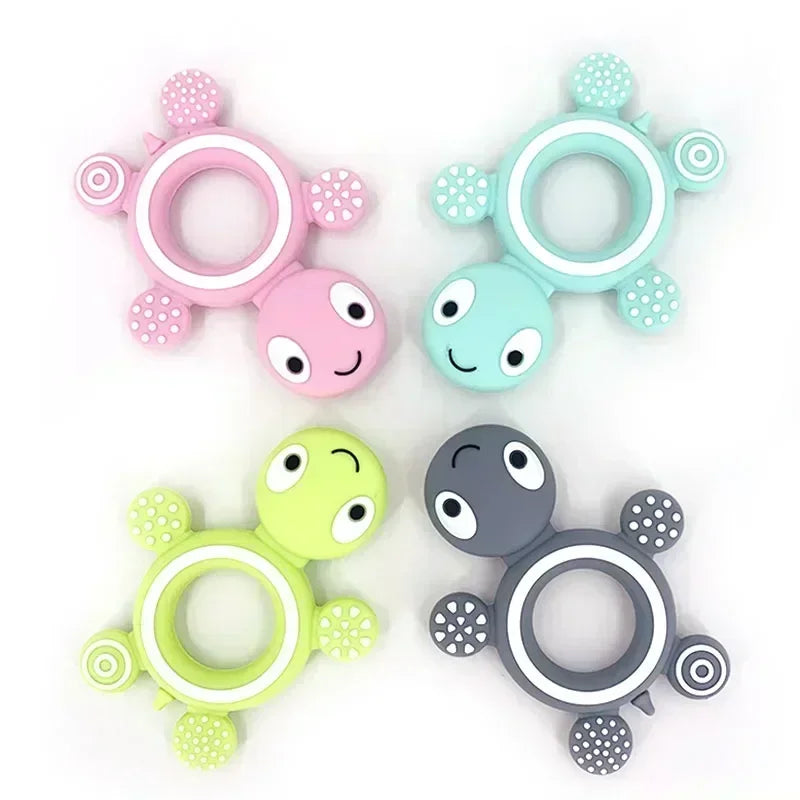 Silicone Turtle Baby Teether | Food-Grade Soft Tortoise Teething Toy | 8 Colours