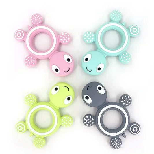 Silicone Turtle Baby Teether | Food-Grade Soft Tortoise Teething Toy | 8 Colours