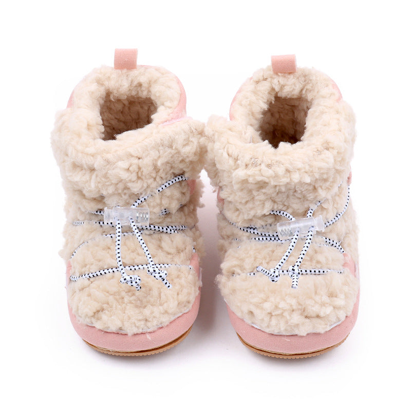 Baby Girls Coral Fleece Snow Boots | Warm Ankle Boots First Walker 6-15 Months