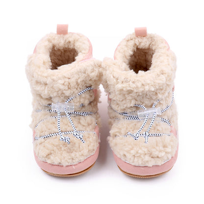 Baby Girls Coral Fleece Snow Boots | Warm Ankle Boots First Walker 6-15 Months