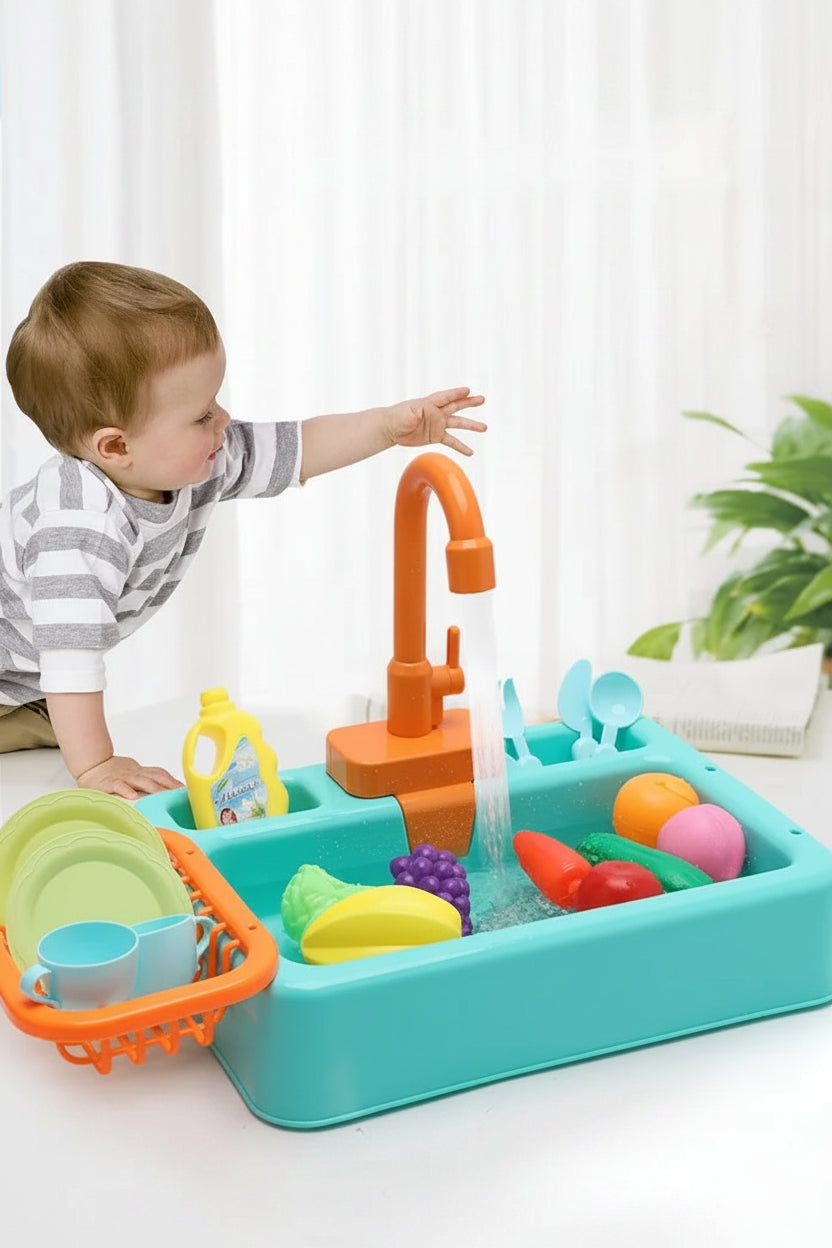 Kids Kitchen Sink Toy | Pretend Play Dish Wash Set for Children