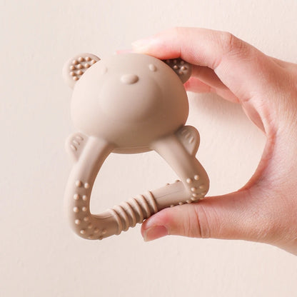 Silicone Bear Teether Rattle | Food-Grade Sensory Hand Bell for Babies 0–12 Months