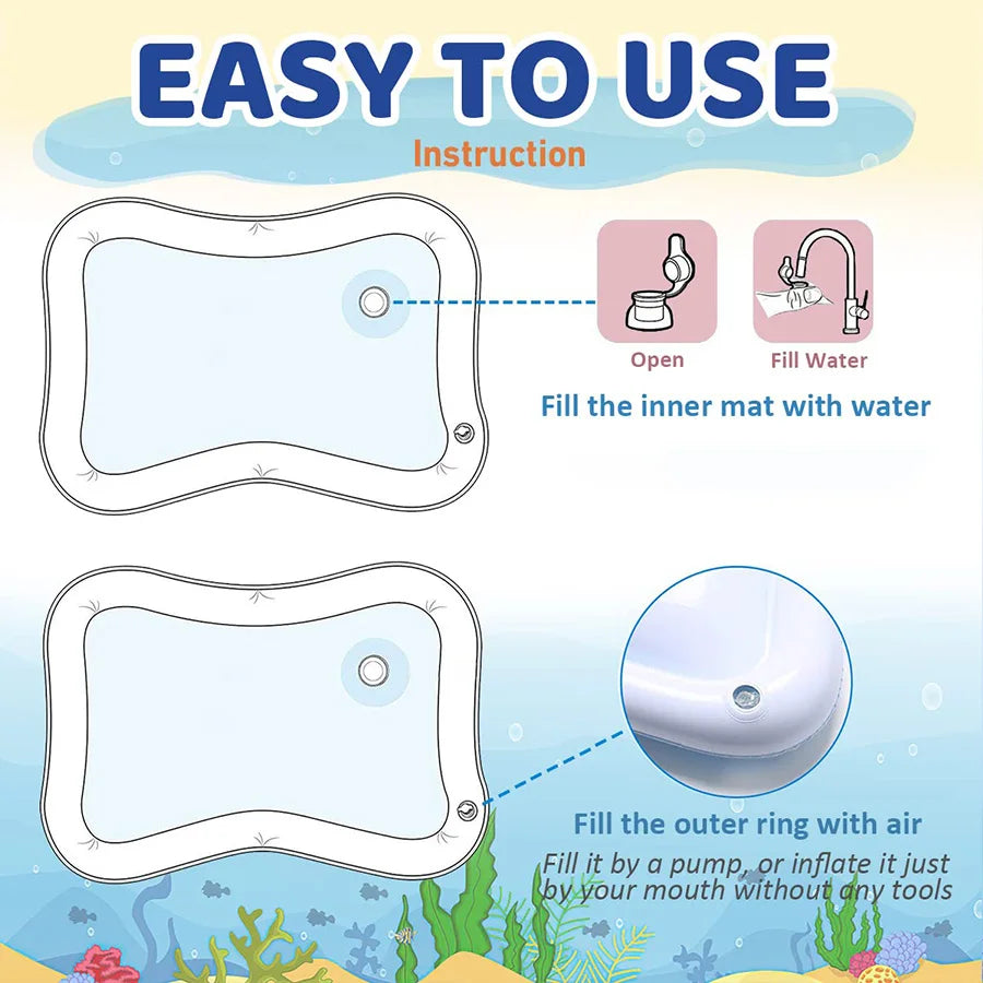 Baby Inflatable Water Play Mat | Tummy Time Sensory Toy for Infants 0–12 Months
