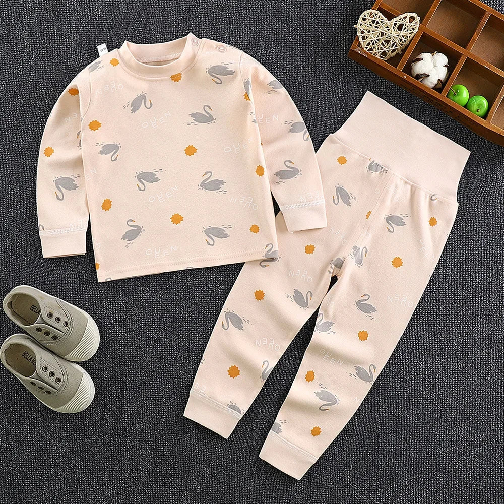 Kids Cotton Pyjama Long Johns Set | High Waist Underwear 9M-6 Years