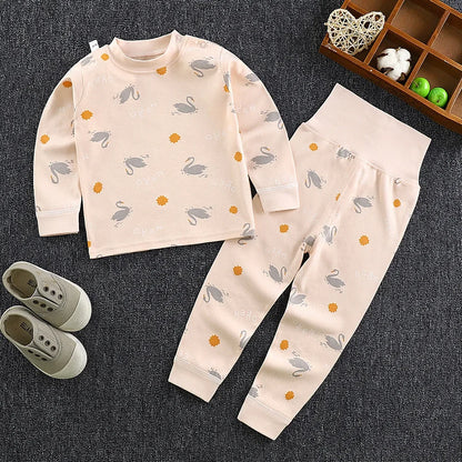 Kids Cotton Pyjama Long Johns Set | High Waist Underwear 9M-6 Years