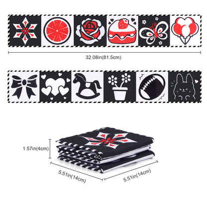 High Contrast Sensory Cloth Book for Babies | Black & White Montessori Newborn Toy