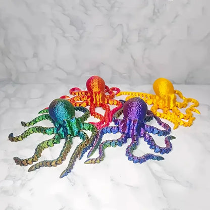 3D Printed Octopus Fidget Toy | Flexible Joints Desktop Ornament & Kids Gift
