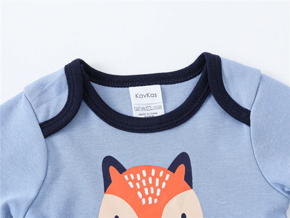 Baby Boy Cotton Bodysuit 3-Pack | Long Sleeve Fox Print 0-24 Months