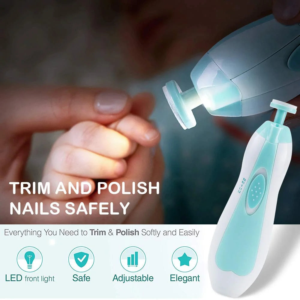 Electric Baby Nail Clipper with LED Light | 4-Speed Quiet Trimmer for Newborns