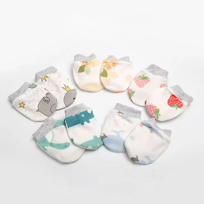 5 Pairs Baby No-Scratch Mittens | Soft Cotton Newborn Hand Mittens 0-3 Months