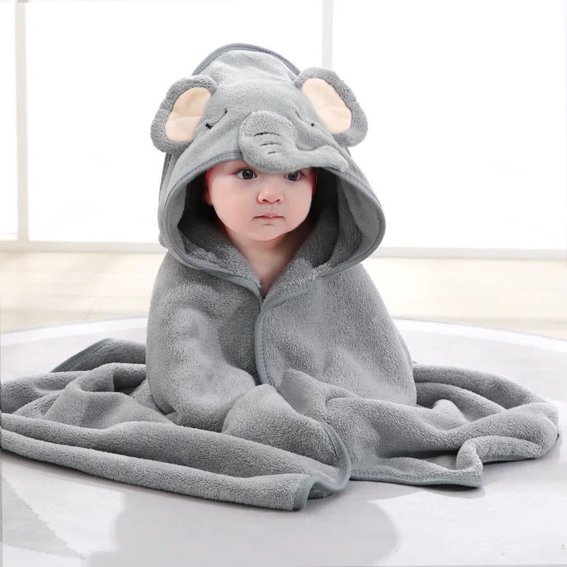 Cartoon Animal Baby Hooded Bath Towel | Soft Newborn Bathrobe for Boys & Girls