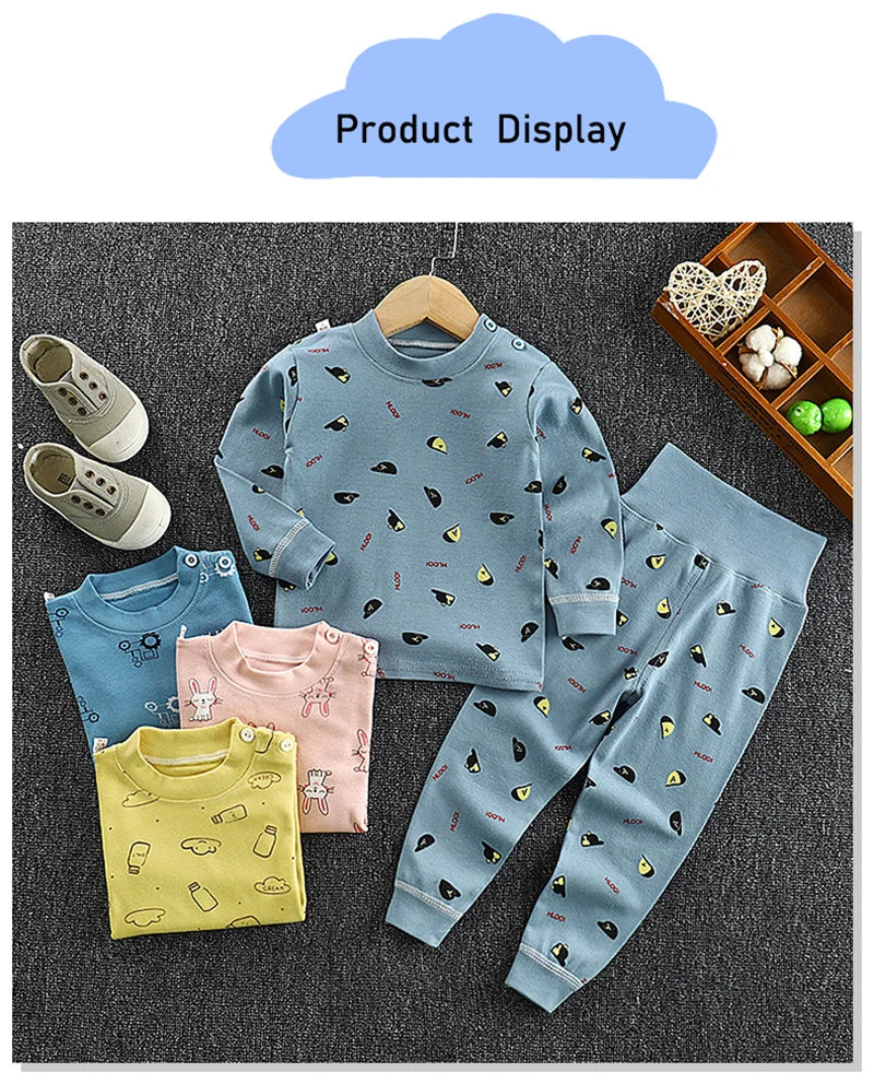 Kids Cotton Pyjama Long Johns Set | High Waist Underwear 9M-6 Years