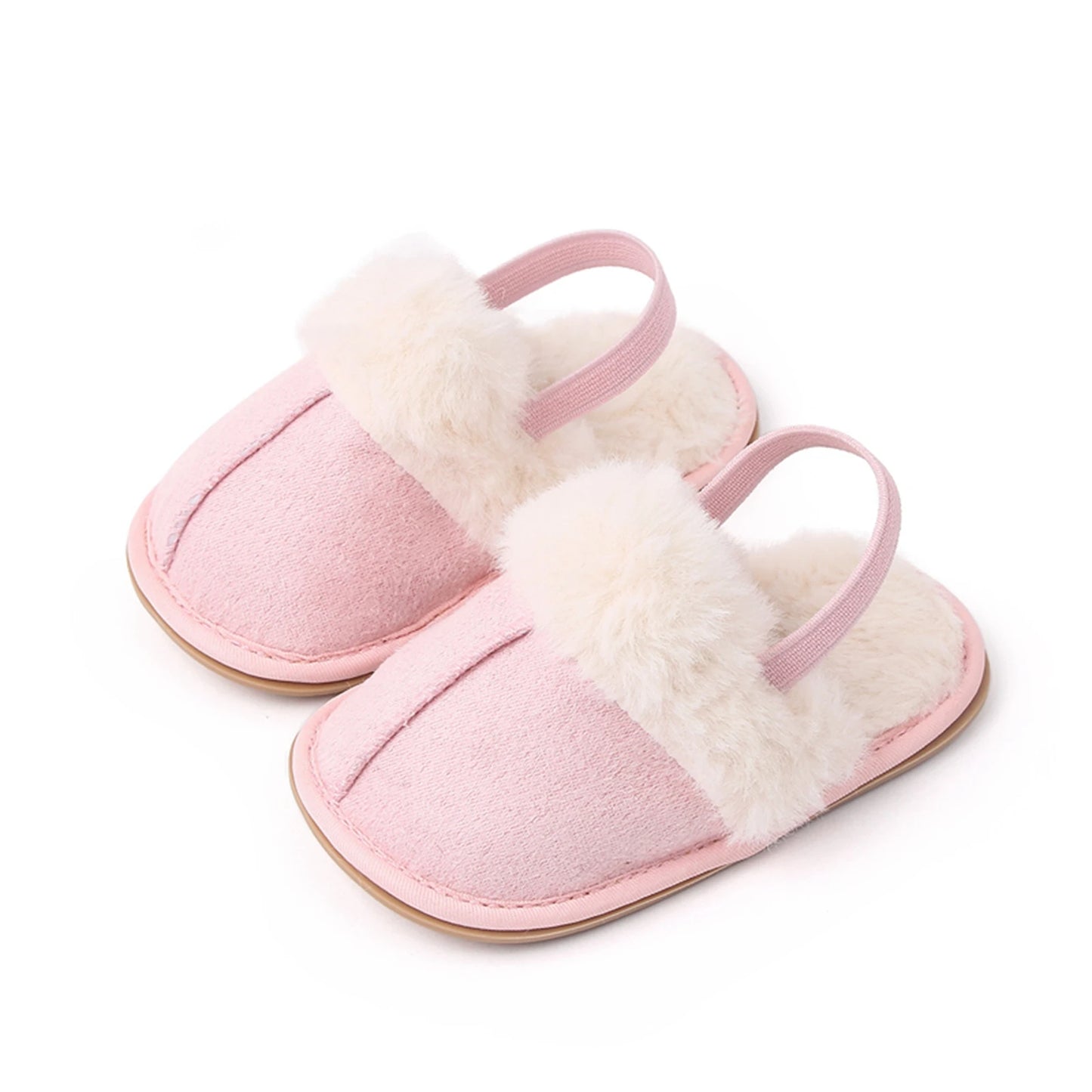 Baby & Toddler Fluffy Plush Slides | Soft Non-Slip House Slippers 0-18 Months