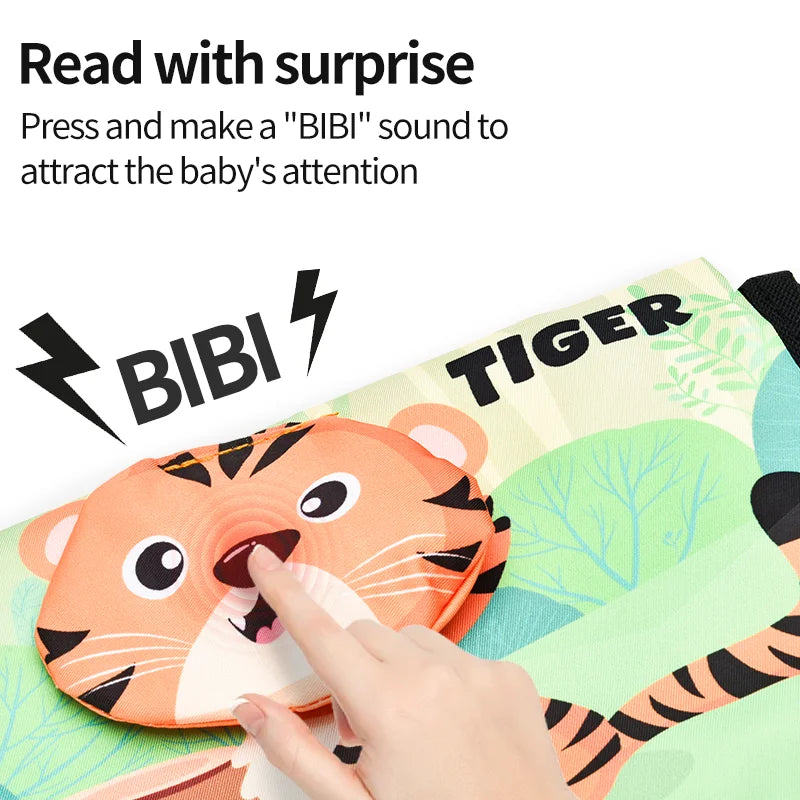 Black & White Baby Cloth Book | Montessori Sensory Toy with Mirror for Newborns 0–12 Months