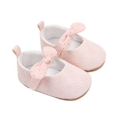 Baby Girls Bow Flower Soft Sole Princess Shoes | Non-Slip First Walker 0-18 Months