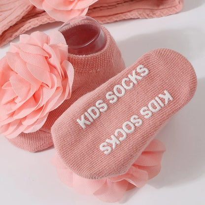 Baby Girl Flower Socks & Headband Set | Soft Knitted 2-Piece 0-12 Months