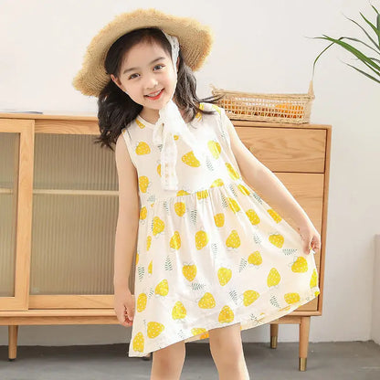 Girls Cotton Flower Dress | Sleeveless Princess Party Dress