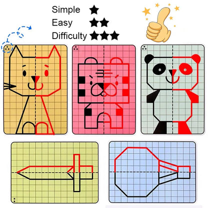 Kids Montessori Symmetrical Drawing Cards | Pen Control Training Set (20 Patterns)