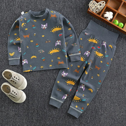 Kids Cotton Pyjama Long Johns Set | High Waist Underwear 9M-6 Years