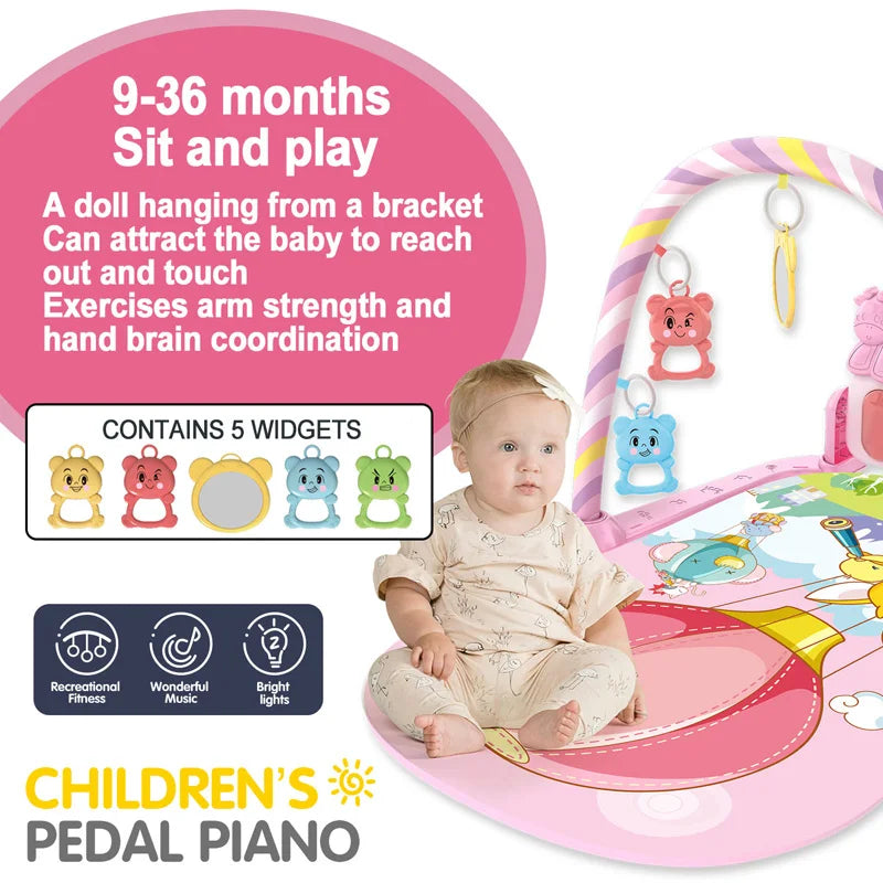 Baby Music Play Gym & Activity Mat | Piano Keyboard & Hanging Toys
