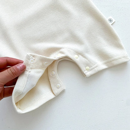 Baby Waffle Bear Romper & Hat Set | Short Sleeve Newborn Jumpsuit 0-24 Months