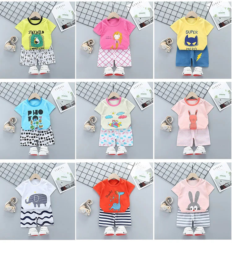 Kids Cotton T-Shirt & Shorts Set | Boys & Girls Summer Outfit 2PCS