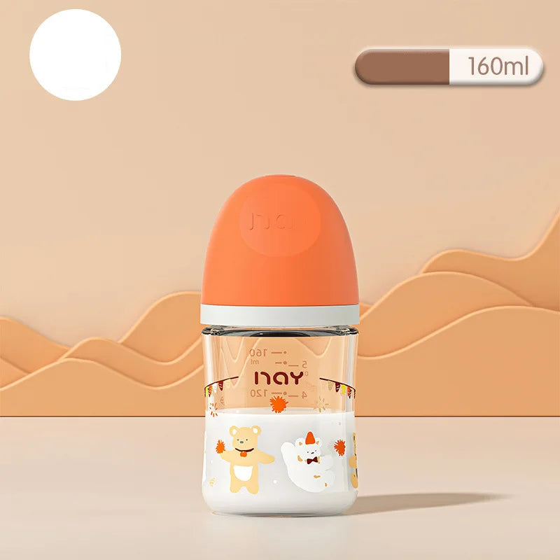 Colourful Cartoon Anti-Choke Glass Baby Bottle | 160ml & 240ml | 0-9 Months