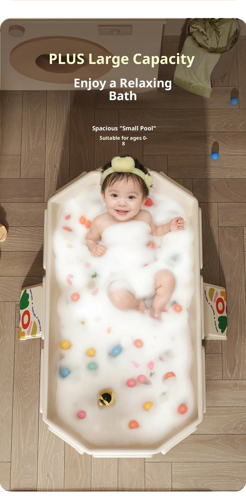 Large Foldable Baby Bathtub | Sit & Lie All-in-One Bath Tub for 0–5 Years