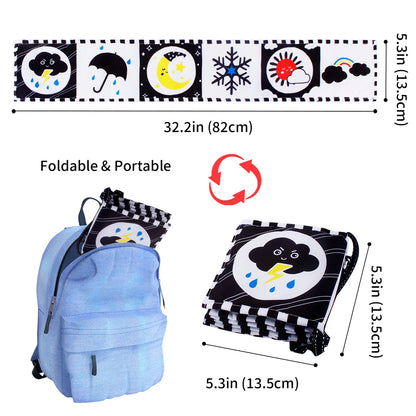High Contrast Sensory Cloth Book for Babies | Black & White Montessori Newborn Toy