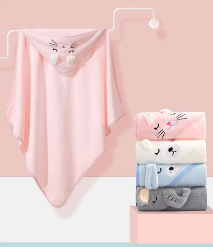 Cartoon Animal Baby Hooded Bath Towel | Soft Newborn Bathrobe for Boys & Girls