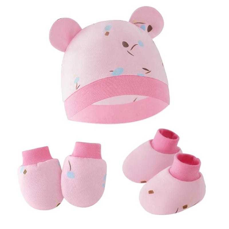 Baby Hat, Anti-Scratch Gloves & Socks Set | Newborn Essentials 0-6 Months