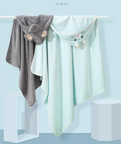 Cartoon Animal Baby Hooded Bath Towel | Soft Newborn Bathrobe for Boys & Girls