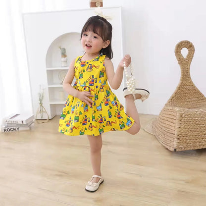 Girls Cotton Flower Dress | Sleeveless Princess Party Dress